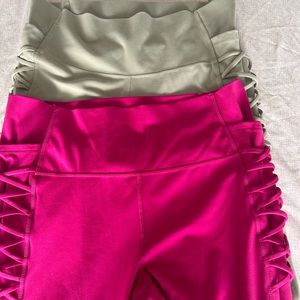 Two All in Motion leggings (pink and olive green)